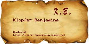 Klopfer Benjamina névjegykártya